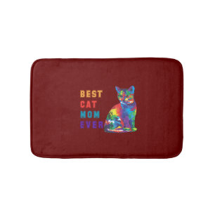 Best cat mum ever text multicolor cute cat lover bath mat