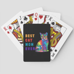 Best cat mum ever text multicolor cute cat lover playing cards