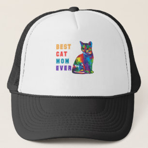 Best cat mum ever text multicolor cute cat lover trucker hat