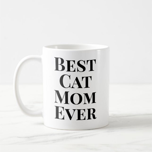 Best Cat Mum Ever Text‑Only Cat Coffee Mug (Left)