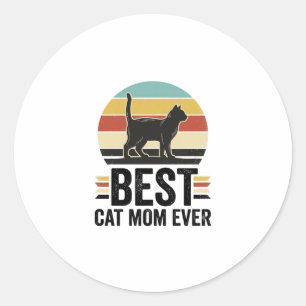 Best Cat Mum Ever Vintage Black Cat Retro Design_1 Classic Round Sticker