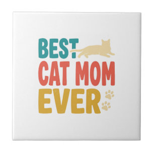 Best Cat Mum Ever Vintage Cat Lover Design_1 Ceramic Tile