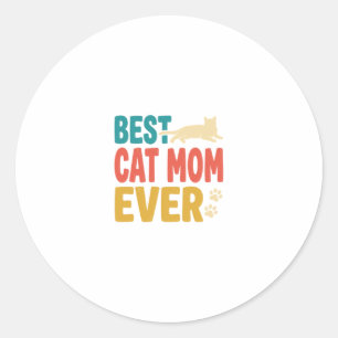 Best Cat Mum Ever Vintage Cat Lover Design_1 Classic Round Sticker