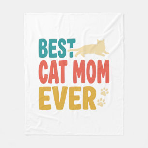 Best Cat Mum Ever Vintage Cat Lover Design_1 Fleece Blanket