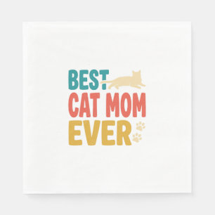 Best Cat Mum Ever Vintage Cat Lover Design_1 Napkin