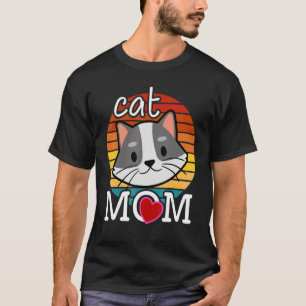 Best Cat Mum Ever Vintage Sunset Retro  Cute Cat T-Shirt