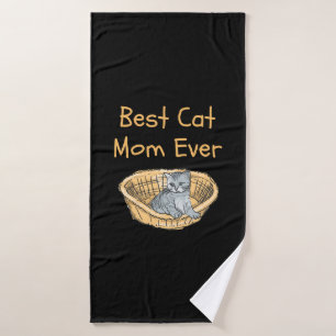 Best Cat Mum Ever Women Cat Lovers Moms Mothers Bath Towel