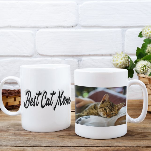Best Cat Mum Photo Black text  Coffee Mug (Creator Uploaded)