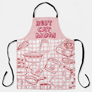 "Best Cat Mum" Red & Pink Apron