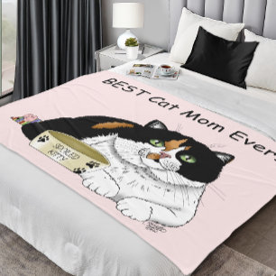 Best Cat Mum Spoiled Calico Mother’s Day Pink Fleece Blanket