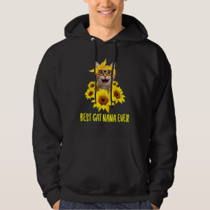 Best Cat Nana Ever Grandma Sunflower Kitten Hoodie