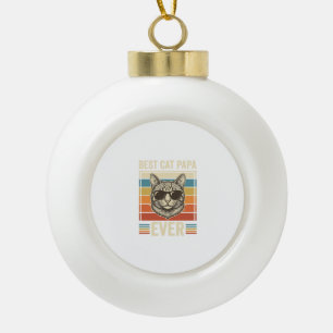Best Cat Papa Ever Vintage Cat Shirt Design_1 Ceramic Ball Christmas Ornament