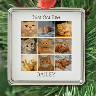 Best Cat Photo Collage Personalised Metal Ornament