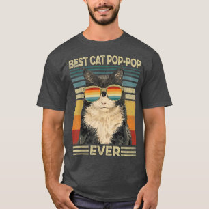 Best Cat Pop-Pop Ever Retro Vintage Cat Dad Father T-Shirt