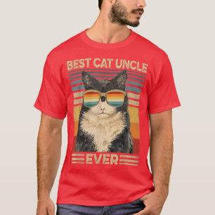 Best Cat Uncle Ever Retro Vintage Cat Dad Father D T-Shirt