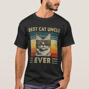 Best Cat Uncle Ever  Vintage Retro Cat Dad Father  T-Shirt