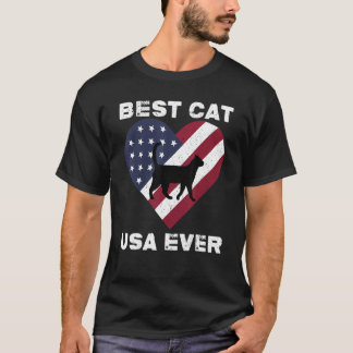 Best Cat Usa Ever American Flag Patriotic 4th Of J T-Shirt