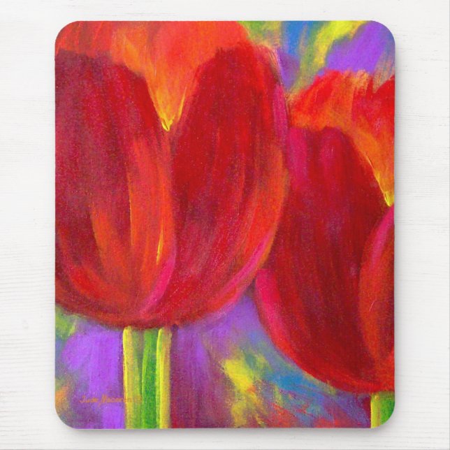 Best Cheap Floral Mouse Pad Of Red Tulip Painting (Front)
