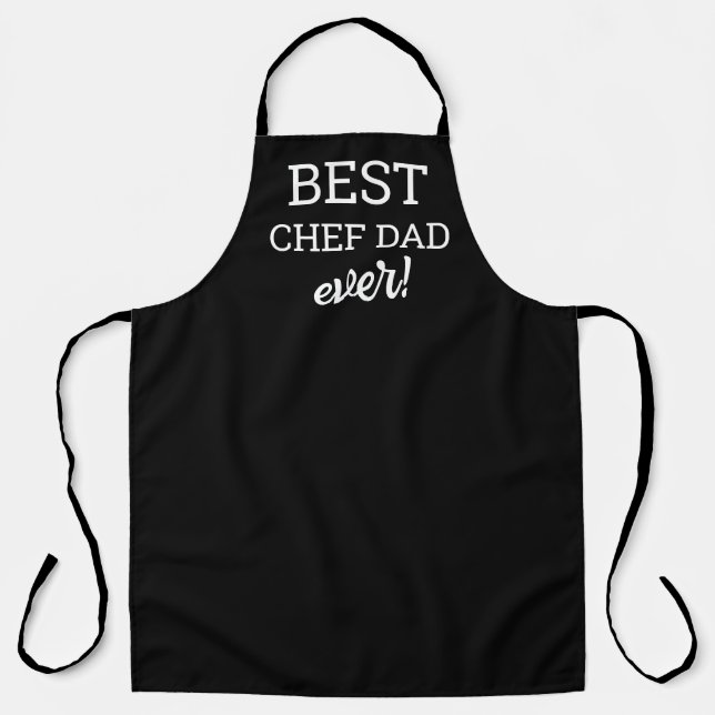 BEST Chef Dad Ever Black white customisable Apron (Front)