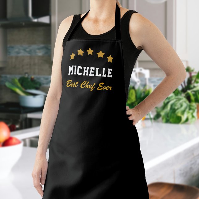 Best Chef Ever Custom Text Name Gold Stars Apron (Creator Uploaded)