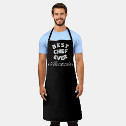 Best Chef Ever Elegant Black White Name Modern Apr Apron