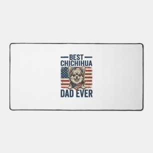 Best Chihuahua Dad Ever Patriotic Dog Shirt Design Desk Mat
