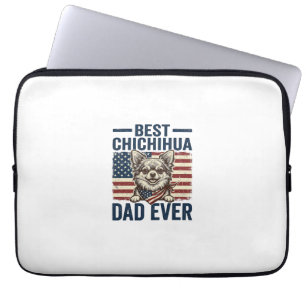 Best Chihuahua Dad Ever Patriotic Dog Shirt Design Laptop Sleeve