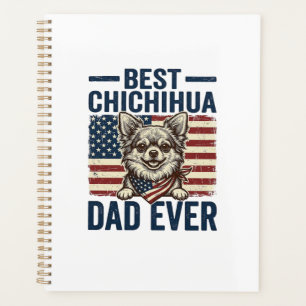 Best Chihuahua Dad Ever Patriotic Dog Shirt Design Planner