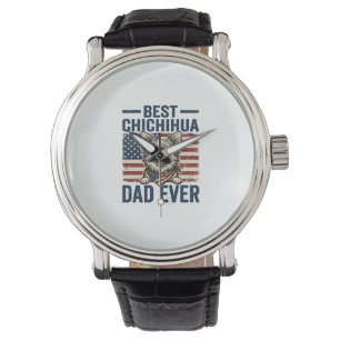 Best Chihuahua Dad Ever Patriotic Dog Shirt Design Watch