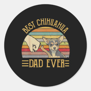 Best Chihuahua Dad Ever Retro Vintage Sunset Classic Round Sticker