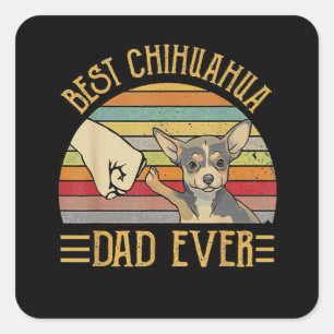Best Chihuahua Dad Ever Retro Vintage Sunset Square Sticker