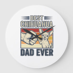 Best Chihuahua Dad Ever Vintage Dog Shirt Design_1 Large Clock