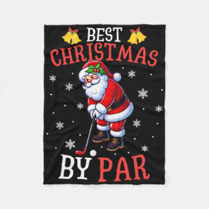 Best Christmas By Par Santa Golf Player Golfing Lo Fleece Blanket