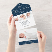 Best Christmas Ever 4 Photos Birth Announcement