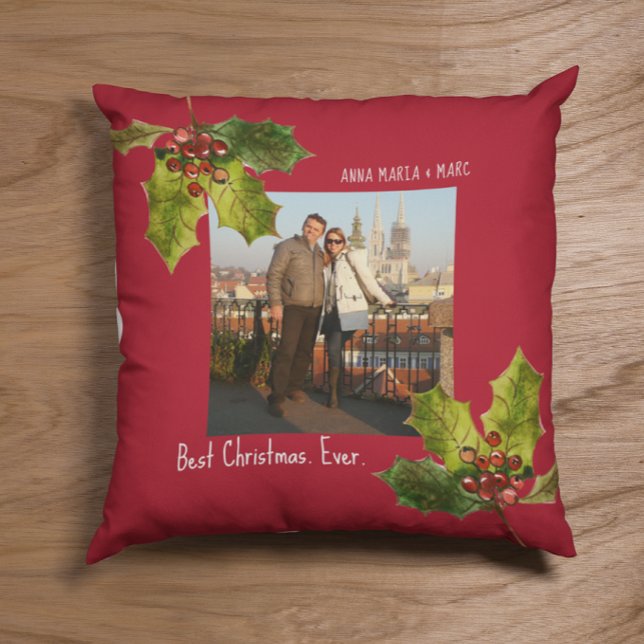 Best Christmas Ever Couple Photo Cushion (Creator Uploaded)
