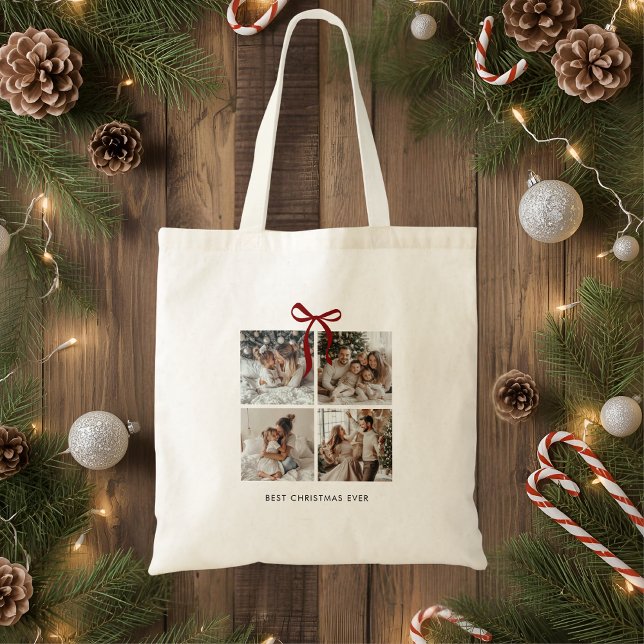 Best Christmas Ever Family Photo Collage Gift Tote Bag (Creator Uploaded)