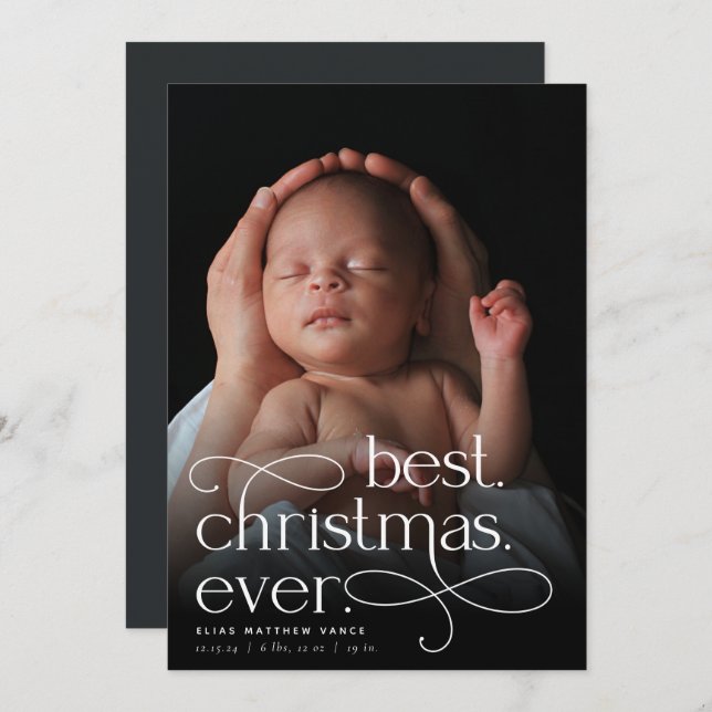 Best Christmas Ever Holiday Birth Announcement (Front/Back)