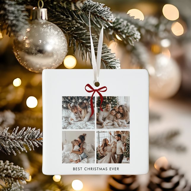 Best Christmas Ever Photo Collage | Family Gift Ceramic Ornament (Creator Uploaded)
