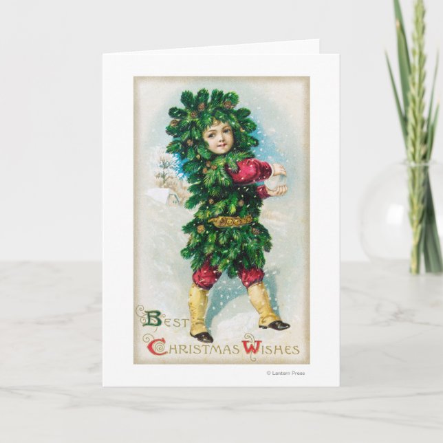 Best Christmas Wishes Man in Evergreen Coat Holiday Card (Front)