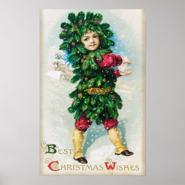Best Christmas Wishes Man in Evergreen Coat Poster (Front)