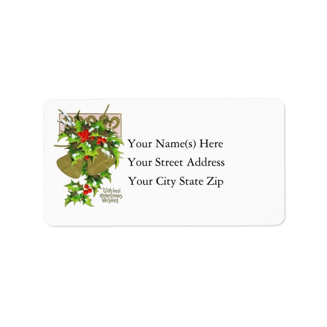 Best Christmas Wishes Vintage Address Label (Front)