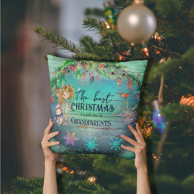 Best Christmas with Grandparents  Cushion (Best Christmas with Grandparents Throw Pillow front)