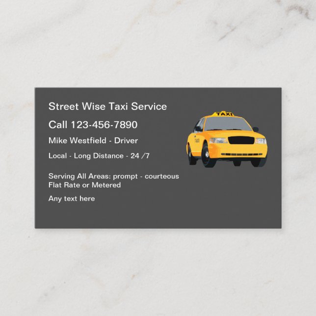 Best City Taxi Business Cards (Front)