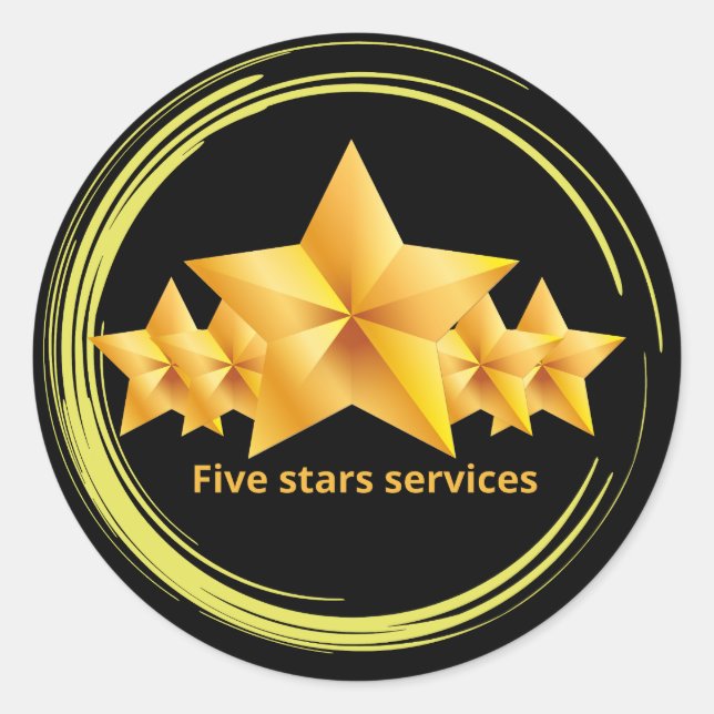 best classic five star service circular classic round sticker (Front)