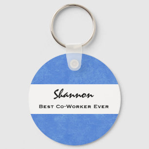 Best Co-Worker Ever Custom Name Blue Grunge V02 Key Ring