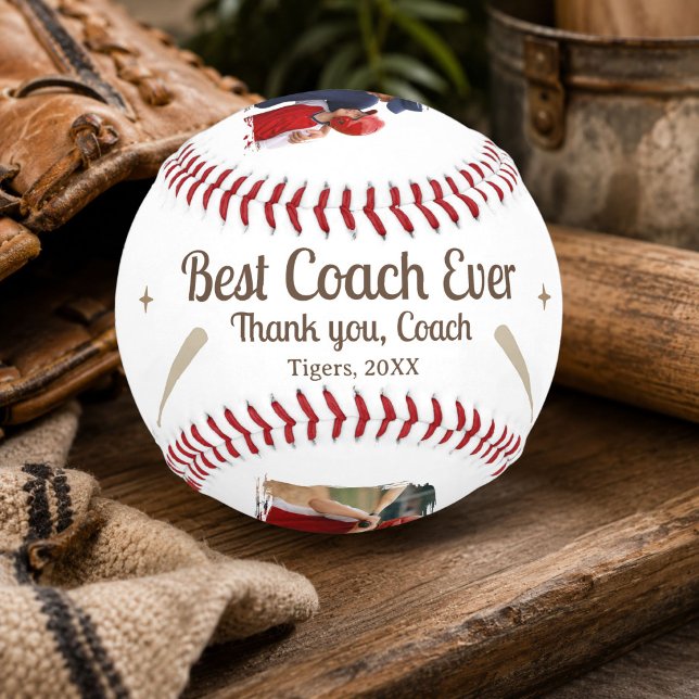 Best Coach Ever 2 Photo Coach Gift Keepsake Baseball (Creator Uploaded)