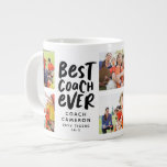 Best coach ever 7 photo collage team gift large coffee mug<br><div class="desc">With spots for 7 photos, this collage mug makes a great gift for the best coach ever. Celebrate a successful season and thank your coach with this personalised mug featuring black and white type in a modern brush lettering along with room for a name, team, record or other text.</div>