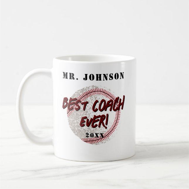 Best Coach Ever - Baseball Coffee Mug (Left)
