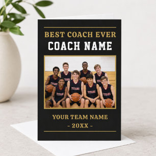 Best Coach Ever Basketball Photo Thank You Card