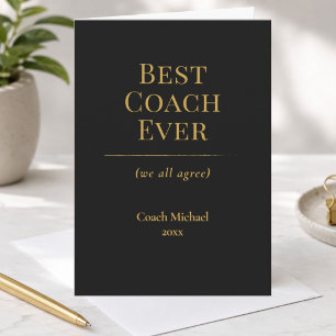 Best Coach Ever Elegant Black Gold Thank You Card